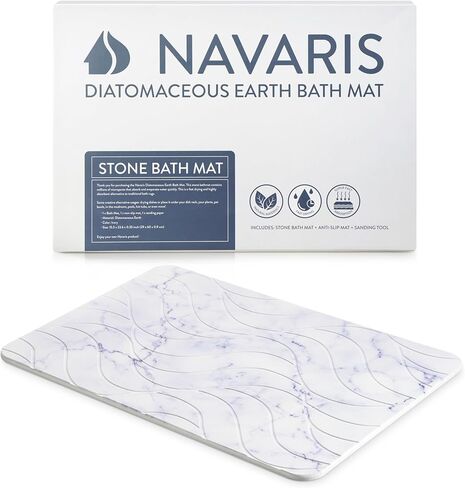 Navaris Diatomaceous Earth Bath Mat - Gray Diatomite Stone Floor Mat for Bathroom and Shower at Home - Quick Dry, Non Slip, Absorbent 23.6" x 15.4" in Saudi Arabia