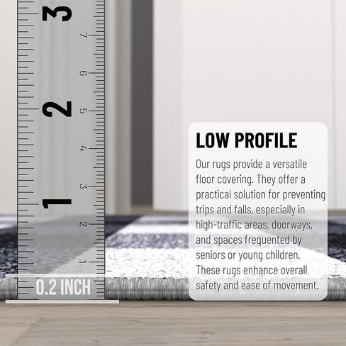 Ottomanson 5' x 6'6" Rugs for Living Room Buffalo Plaid Area Rug for Bedroom - Non Slip Durable Large Floor Carpet for High Traffic Area - Indoor Rug for Dining Room Kitchen Kids Playroom, Black/White in Kuwait