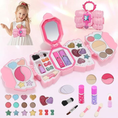 Topsolid Kids Makeup Kit for Girl, Real Washable Makeup for Kids with Mirror, Kids Makeup Sets for Girls 5-8, Princess Toys Cosmetic Set, Christmas & Birthday Gifts Toys for 3 4 5 6 7 8 Year Old Girls in Kuwait