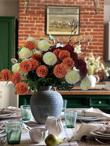 DILATATA 23 inch Tall Chrysanthemum Fake Mums Flowers for Decoration Rustic Flowers Artificial Chrysanthemum Flower Arrangement for Home Office Wedding Table Decor- Fake Red Flowers Faux Mum 4 Pack in Saudi Arabia