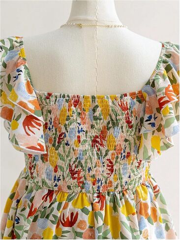 Wdirara Women's Plus Floral Tie Tie Babydoll Tops Layered Cap Cap Sleeve V Neck Peplum Blouse in Saudi Arabia