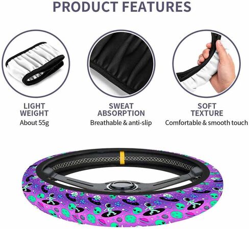 Astronauts and Aliens Car Steering Wheel Cover Travel and Exploration in Space Steering Wheel Cover Car Decor Suitable for Most Vehicles Including Trucks and SUV in Saudi Arabia