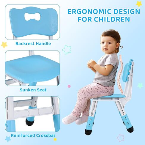 Arlopu Kids Table and 6 Chairs Set, Height Adjustable Graffiti Table, Preschool Activity Art Craft Table, for Daycare Classroom Home Boys and Girls Age 3-12 (Beige) in Saudi Arabia