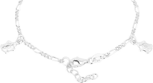 Sterling Silver Jewelry - Rhodium Plated 925 Stamp - Sea-theme Dangling Turtle Charm Bracelet - Beautifully Handcrafted Charm for Women - 6.50" + 1" extender in Saudi Arabia