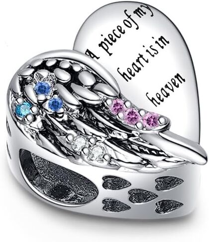 Angel Wing Heart Charm Cubic Zirconia Bead متوافق مع سوار Pandora in Saudi Arabia