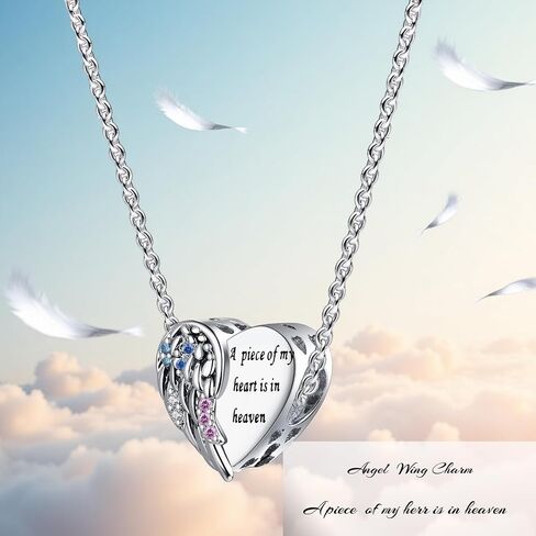Angel Wing Heart Charm Cubic Zirconia Bead متوافق مع سوار Pandora in Saudi Arabia