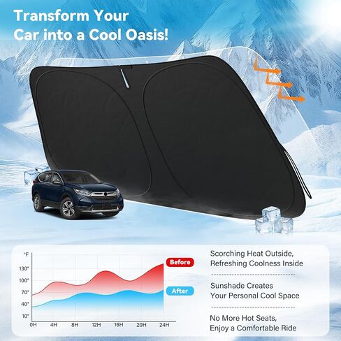Windshield Sun Shade Compatible with Jeep Grand Cherokee 2021-2025 Accessories, Foldable Car Sun Visor Cover Reflective Polyester Sunshade for Sun Protection Keep Vehicle Cool in Saudi Arabia