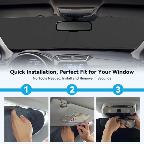Windshield Sun Shade Compatible with Jeep Grand Cherokee 2021-2025 Accessories, Foldable Car Sun Visor Cover Reflective Polyester Sunshade for Sun Protection Keep Vehicle Cool in Saudi Arabia