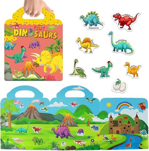 Reusable Sticker Book for Kids, Vehicles Truck Stickers Educational Learning Toys Travel Stickers Activity Books for Toddler Girls Boys Age 3+ Birthday Gifts in Kuwait