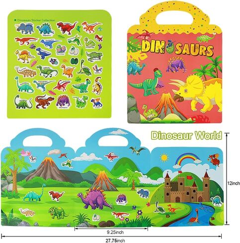 Reusable Sticker Book for Kids, Vehicles Truck Stickers Educational Learning Toys Travel Stickers Activity Books for Toddler Girls Boys Age 3+ Birthday Gifts in Kuwait