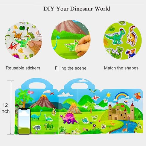 Reusable Sticker Book for Kids, Vehicles Truck Stickers Educational Learning Toys Travel Stickers Activity Books for Toddler Girls Boys Age 3+ Birthday Gifts in Kuwait