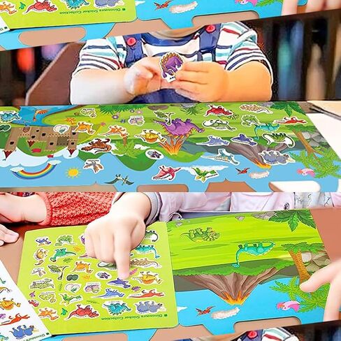 Reusable Sticker Book for Kids, Vehicles Truck Stickers Educational Learning Toys Travel Stickers Activity Books for Toddler Girls Boys Age 3+ Birthday Gifts in Kuwait