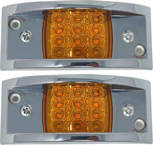 Amber Rectangular 4-4/5" Armored-Style Clearance Side Marker Light Chrome 12LED, Rectangle Led Trailer Clearance Lights, Surface Mount Led Lights (2 PACK) in Saudi Arabia