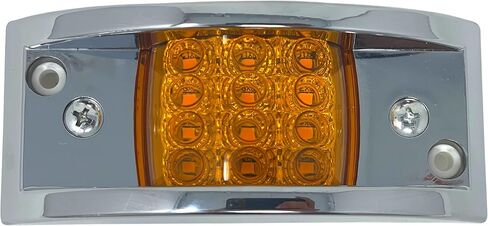 Amber Rectangular 4-4/5" Armored-Style Clearance Side Marker Light Chrome 12LED, Rectangle Led Trailer Clearance Lights, Surface Mount Led Lights (2 PACK) in Saudi Arabia
