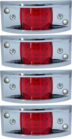 Amber Rectangular 4-4/5" Armored-Style Clearance Side Marker Light Chrome 12LED, Rectangle Led Trailer Clearance Lights, Surface Mount Led Lights (2 PACK) in Saudi Arabia