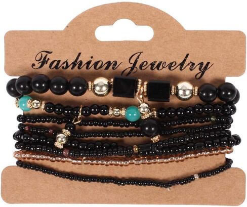 Boho Stackable Bead Bracelets for Women 8PCS Multi-Layer Handmade Stretch Bead Crystal Beach Bracelet Friendship Jewelry Gift Set in Kuwait