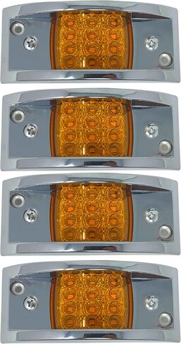 Amber Rectangular 4-4/5" Armored-Style Clearance Side Marker Light Chrome 12LED, Rectangle Led Trailer Clearance Lights, Surface Mount Led Lights (2 PACK) in Saudi Arabia