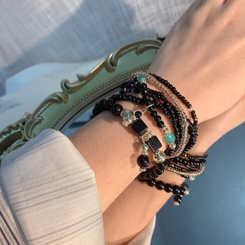 Boho Stackable Bead Bracelets for Women 8PCS Multi-Layer Handmade Stretch Bead Crystal Beach Bracelet Friendship Jewelry Gift Set in Kuwait