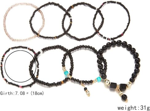 Boho Stackable Bead Bracelets for Women 8PCS Multi-Layer Handmade Stretch Bead Crystal Beach Bracelet Friendship Jewelry Gift Set in Kuwait