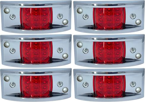 Amber Rectangular 4-4/5" Armored-Style Clearance Side Marker Light Chrome 12LED, Rectangle Led Trailer Clearance Lights, Surface Mount Led Lights (2 PACK) in Saudi Arabia