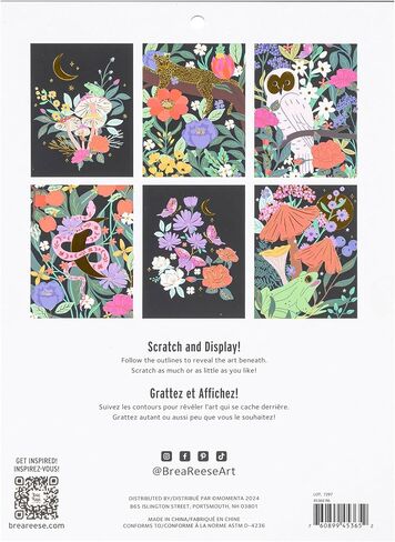 Scratch Art Paper Pad - Owl & Moon - 6 Designs, Metallic Guided Art, Dual-Tip Stylus & Brush, Easy-to-Frame 9x12 Pages, Adult Craft Kit in Saudi Arabia