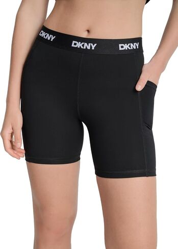 DKNY Women's Logo Waistband Compression Biker Short in Saudi Arabia