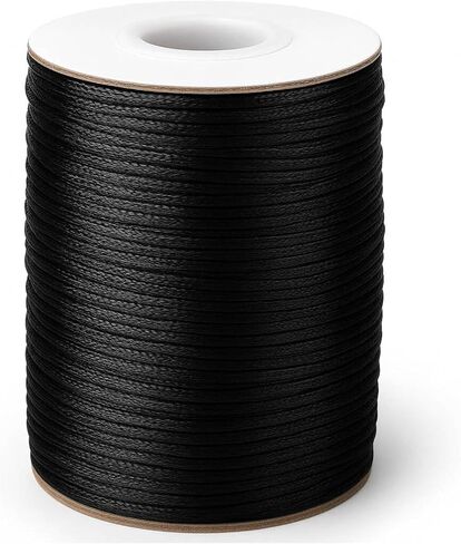 Anwyll 1.5MM Black Nylon String - 110Yards Wind Chime String Weather Resistant Nylon Cord Black Nylon Bracelets String Beading Thread Macrame Trim Cord for Necklace Jewelry Making Craft Halloween in Kuwait