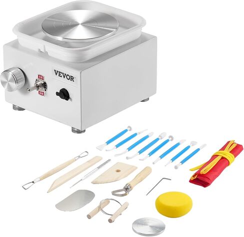 VEVOR Mini Pottery Wheel, 2.56in/3.94in, 2 Turntables Electric Ceramic Wheel Machine, 0-320RPM Adjustable Speed Detachable Basin Forming Machine, 18pcs Accessories, for Art Craft Work Home DIY, Pink in Kuwait