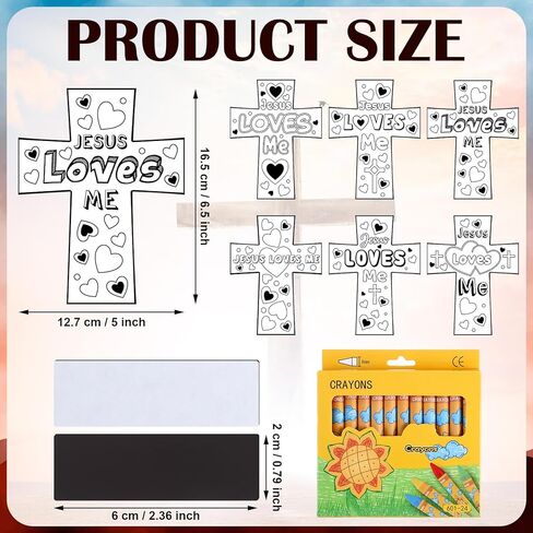 30 Sets Christian Crafts for Kids Religious Sunday School Craft Jesus Loves Me Color Your Own DIY Ornaments for Sunday Classroom Art Party Home Activities in Kuwait