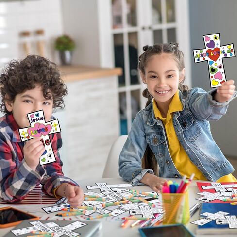 30 Sets Christian Crafts for Kids Religious Sunday School Craft Jesus Loves Me Color Your Own DIY Ornaments for Sunday Classroom Art Party Home Activities in Kuwait