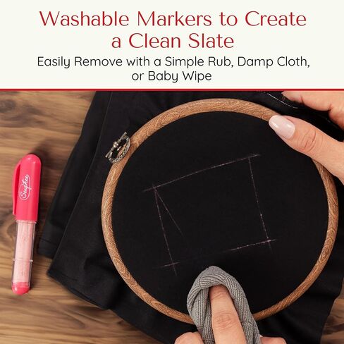 علامات النسيج للخياطة - القلم الطباشير المتقدمين للخياطة مع عجلة جرعات محسنة لخطوط حادة - أقلامًا قابلة للغسل في طباشيرات تتوافق مع معظم الأقمشة - حزمة بيضاء 1 in Kuwait