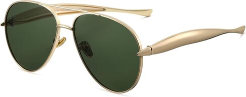 Oversized Gold Aviator Sunglasses for Women Men Retro 70s Metal Big Aviators Sun Glasses Womens Trendy CS002 in Saudi Arabia