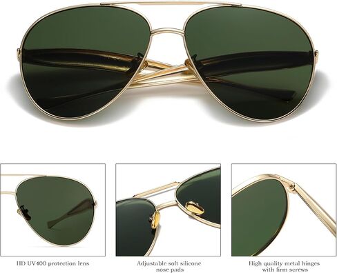 Oversized Gold Aviator Sunglasses for Women Men Retro 70s Metal Big Aviators Sun Glasses Womens Trendy CS002 in Saudi Arabia