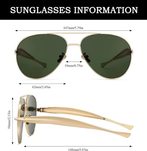 Oversized Gold Aviator Sunglasses for Women Men Retro 70s Metal Big Aviators Sun Glasses Womens Trendy CS002 in Saudi Arabia
