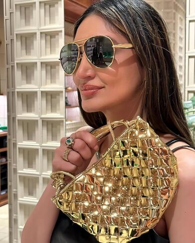 Oversized Gold Aviator Sunglasses for Women Men Retro 70s Metal Big Aviators Sun Glasses Womens Trendy CS002 in Saudi Arabia