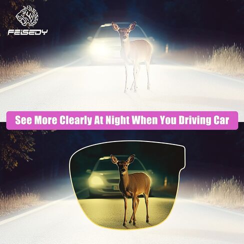 FEISEDY Night Vision Driving Glasses Anti-Glare Fit Over Glasses for Men Women - Polarized Nighttime B0250 in Saudi Arabia