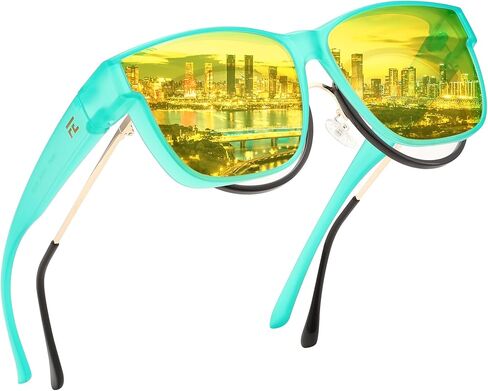FEISEDY Night Vision Driving Glasses Anti-Glare Fit Over Glasses for Men Women - Polarized Nighttime B0250 in Saudi Arabia