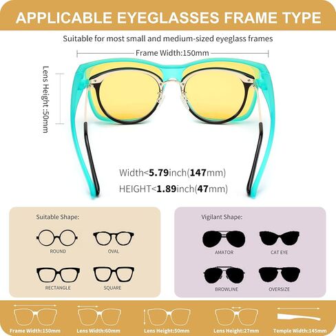 FEISEDY Night Vision Driving Glasses Anti-Glare Fit Over Glasses for Men Women - Polarized Nighttime B0250 in Saudi Arabia