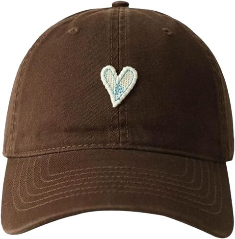 CORIRESHA Women's Unisex Vintage Heart Patchwork Baseball Cap Adjustable Cotton Dad Hat in Saudi Arabia