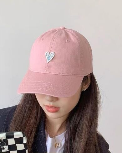 CORIRESHA Women's Unisex Vintage Heart Patchwork Baseball Cap Adjustable Cotton Dad Hat in Saudi Arabia