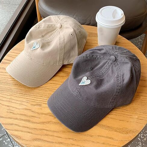 CORIRESHA Women's Unisex Vintage Heart Patchwork Baseball Cap Adjustable Cotton Dad Hat in Saudi Arabia