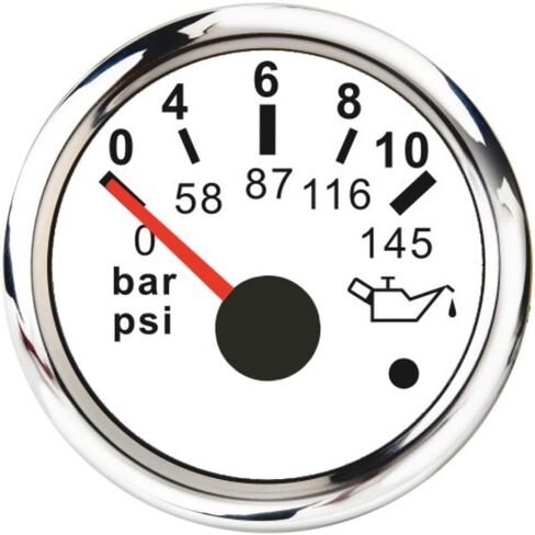 ELING 2'' Oil Pressure Gauge 0-10Bar 0-145Psi for Car RV Yachts with Alarm Red Backlight 12Volt 24Volt in Saudi Arabia