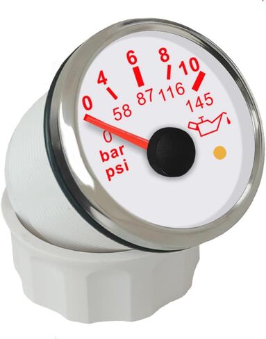 ELING 2'' Oil Pressure Gauge 0-10Bar 0-145Psi for Car RV Yachts with Alarm Red Backlight 12Volt 24Volt in Saudi Arabia