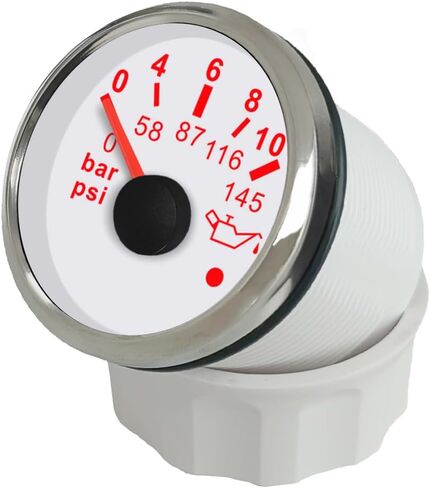 ELING 2'' Oil Pressure Gauge 0-10Bar 0-145Psi for Car RV Yachts with Alarm Red Backlight 12Volt 24Volt in Saudi Arabia