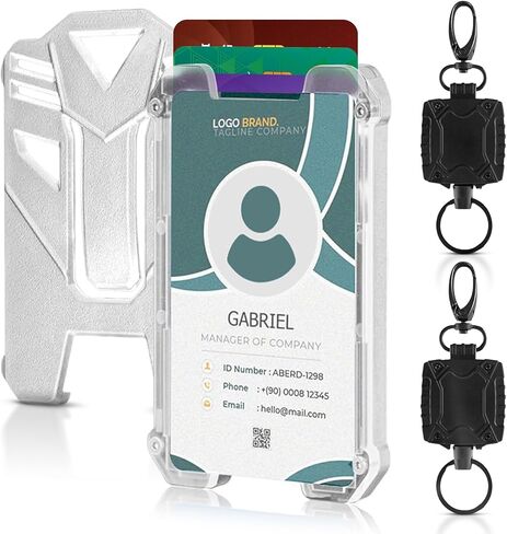 2 Pack Hard Plastic ID Badge Holder with Retractable Lanyard | Heavy Duty Retractable Keychain, Badge Holder Retractable Clip and Lanyards for ID Badges | Work ID Badge Reel with Flexible Wire in Kuwait