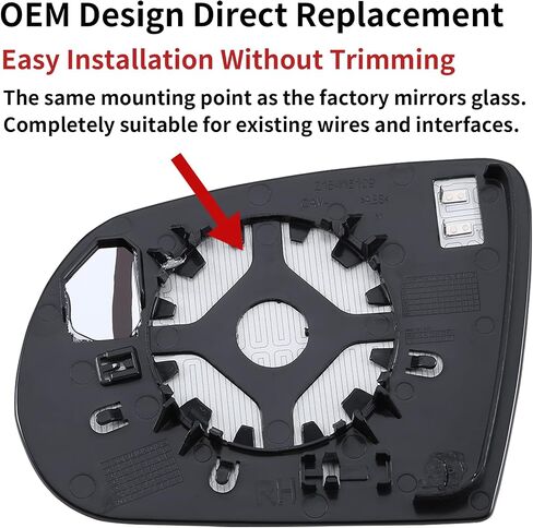 Driver Side Mirror Replacement for 2014-2019 Jeep Cherokee, 2017-2021 Jeep Compass Mirrors Glass - Convex Mirror Glass, Left Side Rear View Mirror with Power Heated in Kuwait