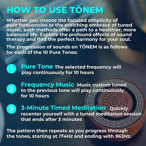 Pure Tone Therapy Sound Healing & Meditation Tool, Solfeggio Frequencies and 432Hz Miracle Tone, Continuous Play and 3-Minute Timer in Saudi Arabia
