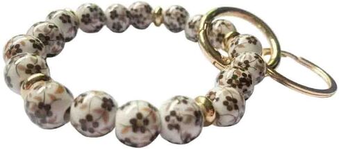 BattleTim Keychain Wristlet for Women, Floral Porcelain Beads Bracelet Key Ring Girl, Key Chain Holder for Car Keys in Kuwait