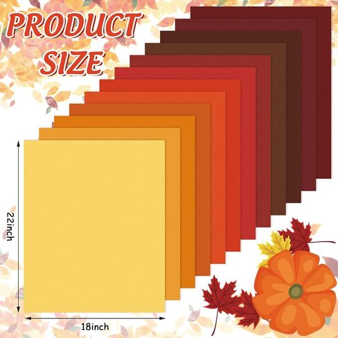 Whaline 12Pcs Fall Cotton Fabric Bundles 18 x 22 Inch Autumn Solid Colors Fat Quarters Orange Green Sewing Fabrics for Fall Thanksgiving DIY Craft Party Decor in Saudi Arabia