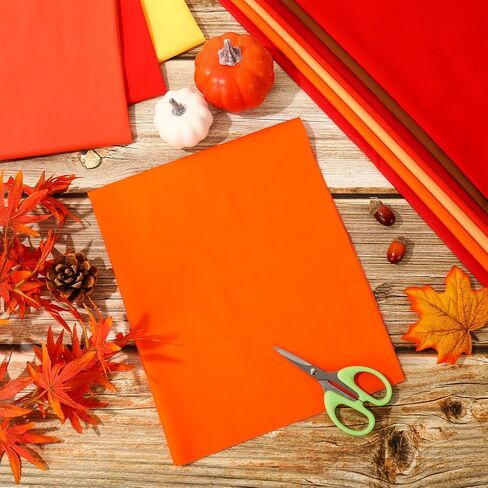 Whaline 12Pcs Fall Cotton Fabric Bundles 18 x 22 Inch Autumn Solid Colors Fat Quarters Orange Green Sewing Fabrics for Fall Thanksgiving DIY Craft Party Decor in Saudi Arabia
